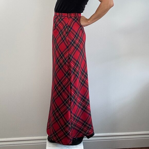 Vintage Red Plaid Maxi Skirt - Size M - Picture 4 of 9